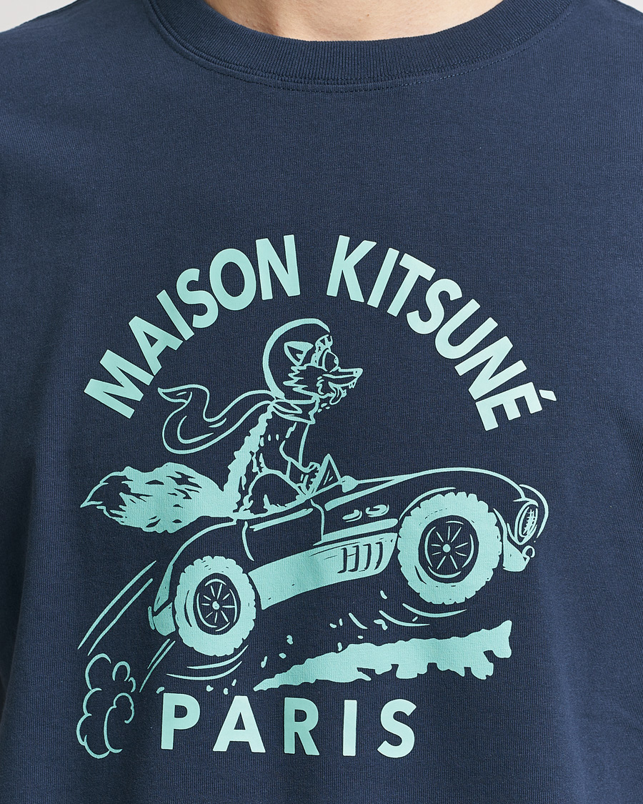 Herre | T-Shirts | Maison Kitsuné | Racing Fox T-Shirt Ink Blue