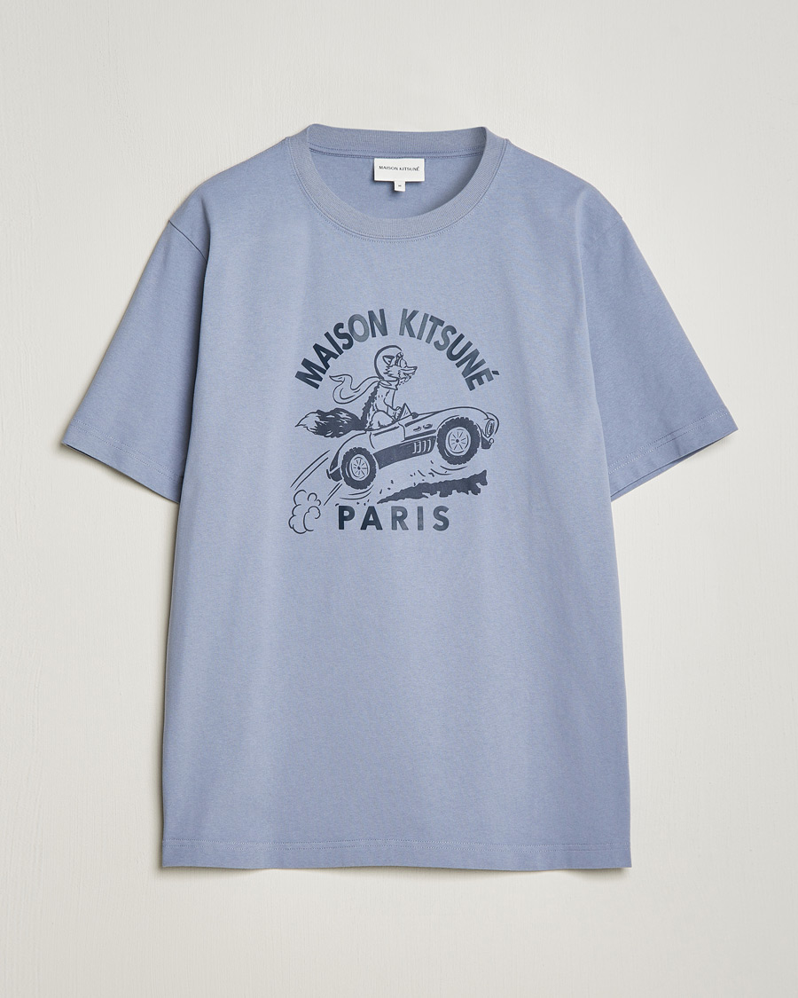Herre | T-Shirts | Maison Kitsuné | Racing Fox T-Shirt Duster Blue