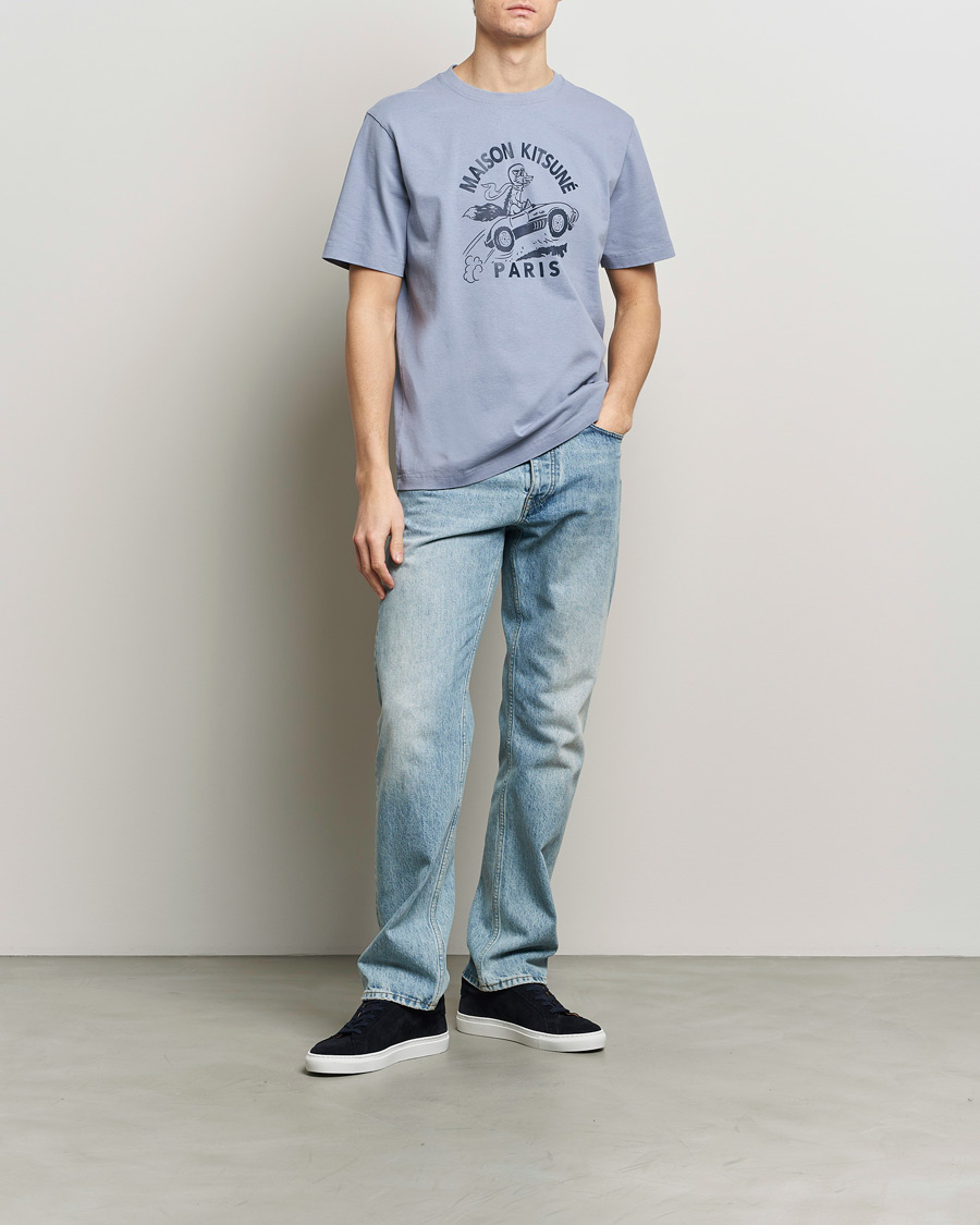Herre | T-Shirts | Maison Kitsuné | Racing Fox T-Shirt Duster Blue