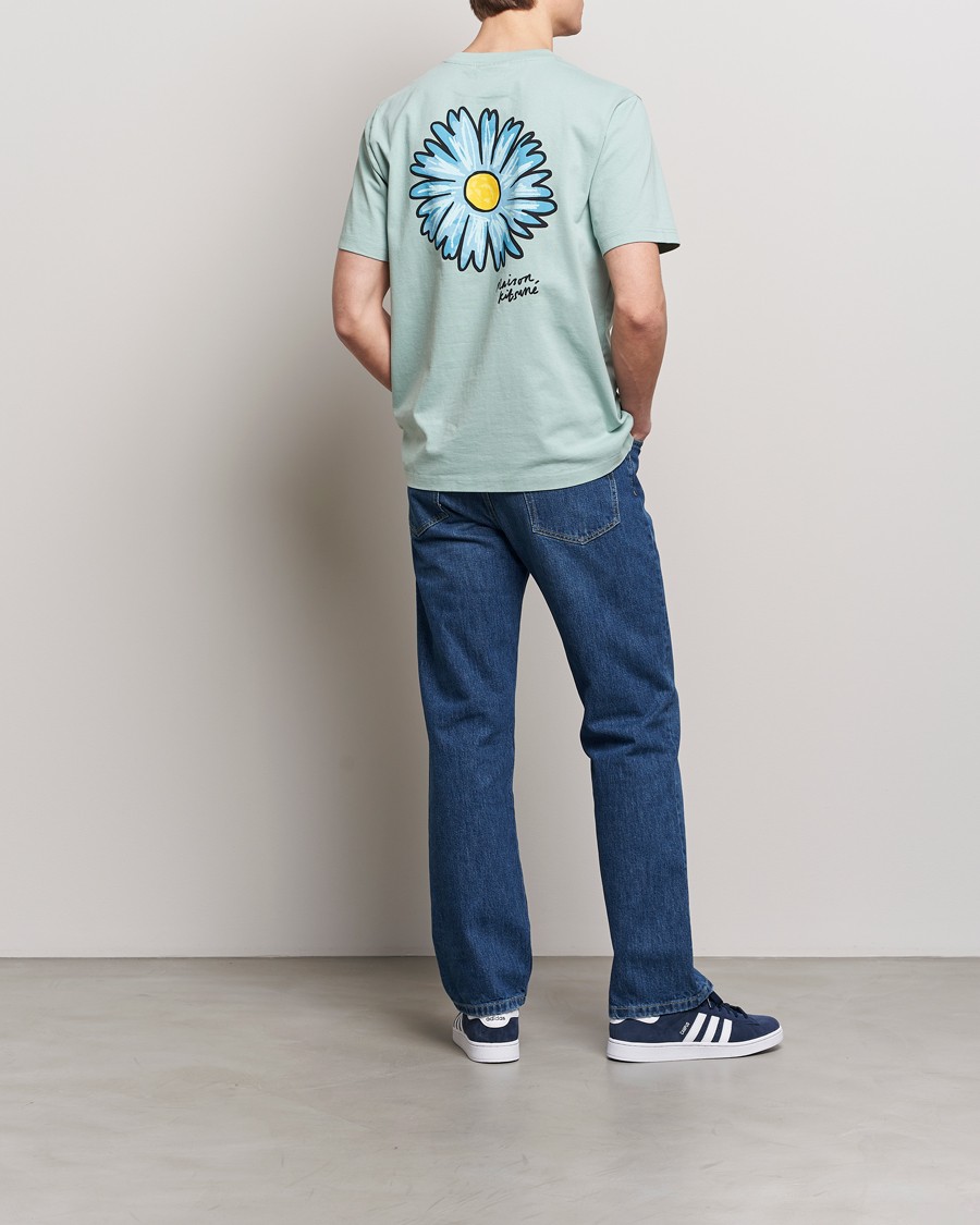 Herre | T-Shirts | Maison Kitsuné | Floating Flower T-Shirt Seafoam Blue