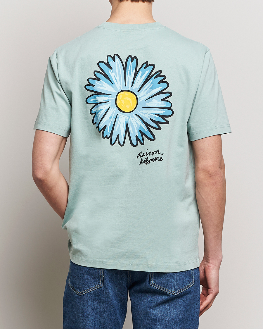 Herre | T-Shirts | Maison Kitsuné | Floating Flower T-Shirt Seafoam Blue