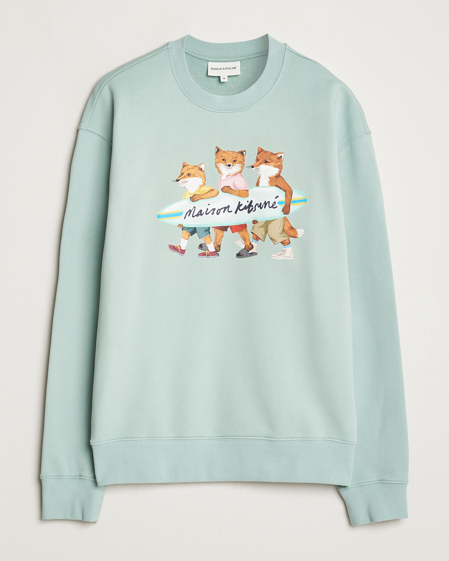 Herre | Gensere | Maison Kitsuné | Surfing Foxes Sweatshirt Seafoam Blue