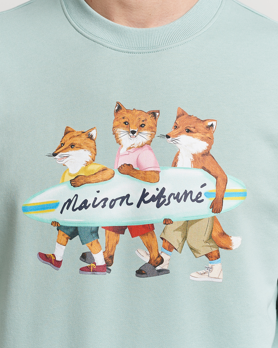Herre | Gensere | Maison Kitsuné | Surfing Foxes Sweatshirt Seafoam Blue