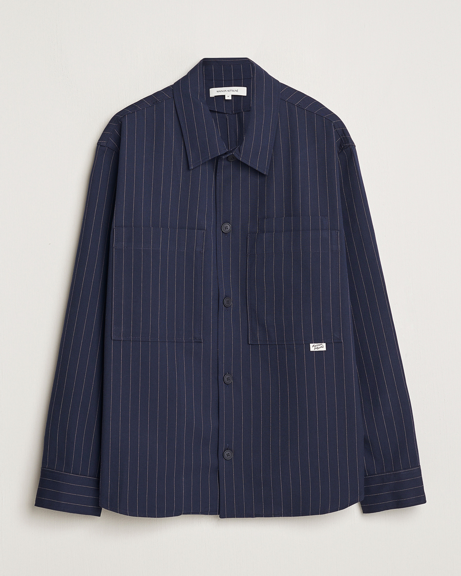 Herre | Jakker | Maison Kitsuné | Pinstriped Overshirt Navy