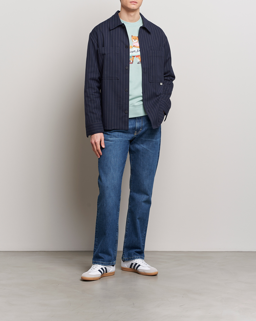 Herre | Jakker | Maison Kitsuné | Pinstriped Overshirt Navy