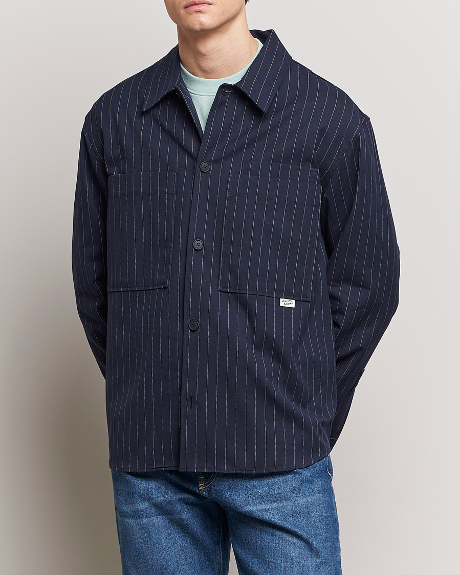 Herre | Moderne jakker | Maison Kitsuné | Pinstriped Overshirt Navy