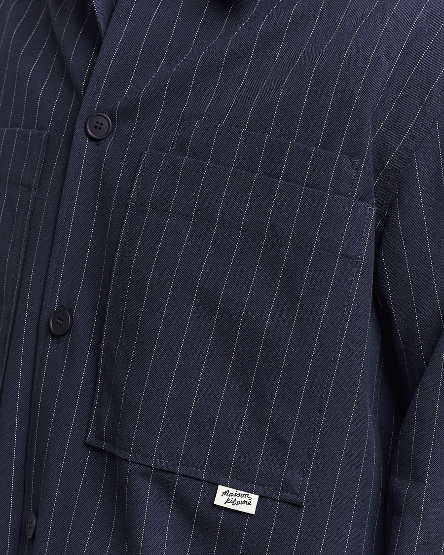 Herre | Jakker | Maison Kitsuné | Pinstriped Overshirt Navy