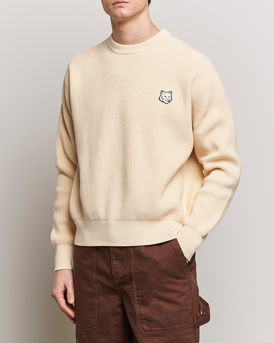 Herre | Contemporary Creators | Maison Kitsuné | Tonal Fox Ribbed Crew Neck Paper