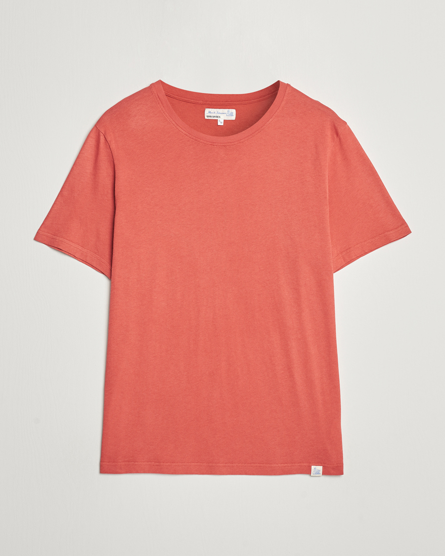 Herre | T-Shirts | Merz b. Schwanen | Organic Cotton Washed Crew Neck T-Shirt Newman Red