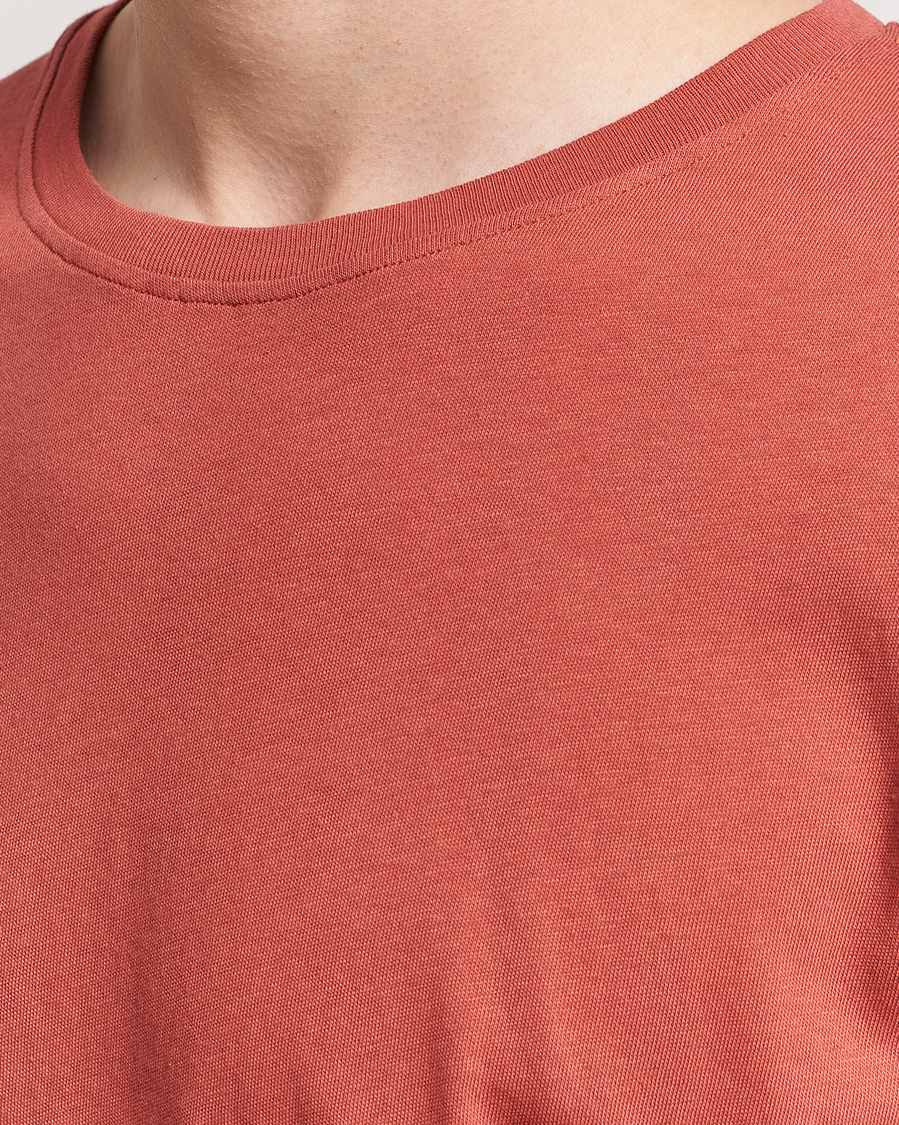 Herre | T-Shirts | Merz b. Schwanen | Organic Cotton Washed Crew Neck T-Shirt Newman Red