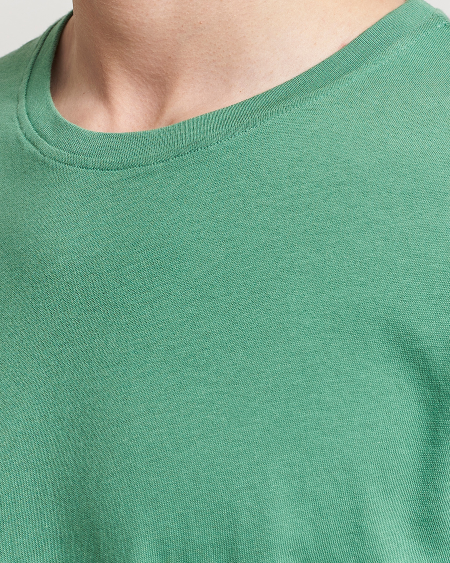 Herre | T-Shirts | Merz b. Schwanen | Organic Cotton Washed Crew Neck T-Shirt Grass Green