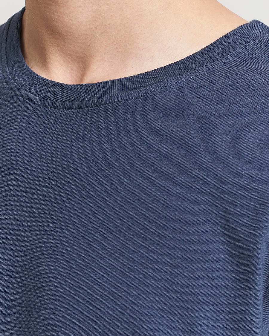 Herre | T-Shirts | Merz b. Schwanen | Organic Cotton Washed Crew Neck T-Shirt Denim Blue