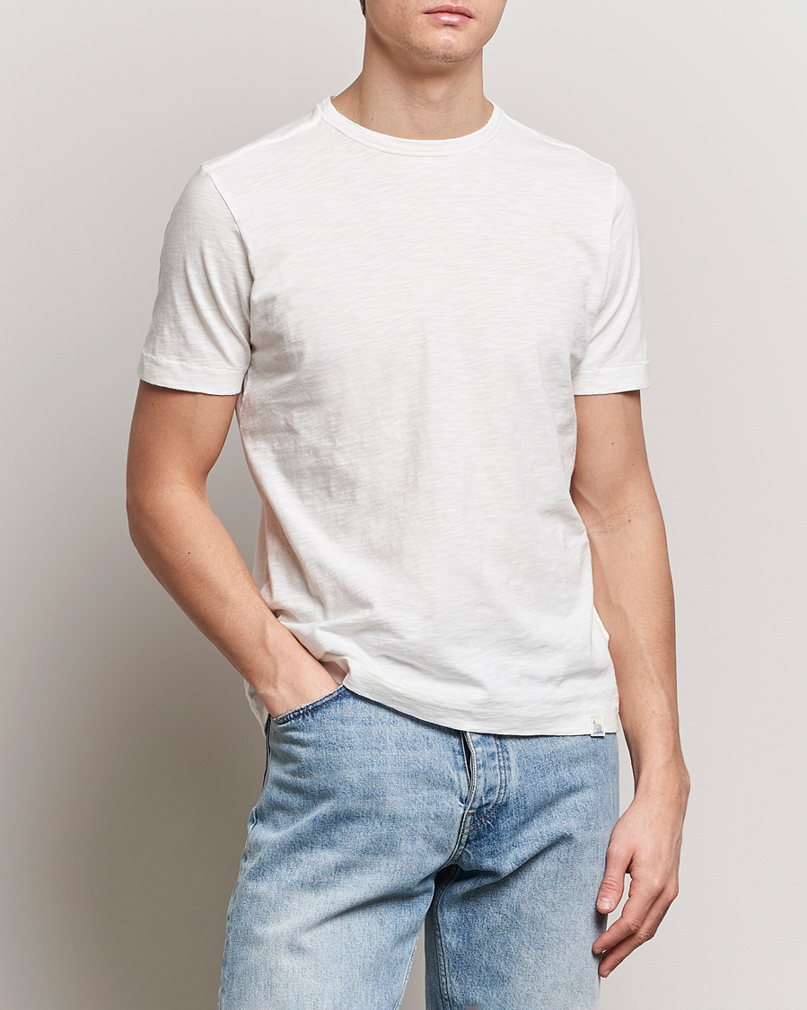 Herre | Kortermede t-shirts | Merz b. Schwanen | Organic Pima Cotton Slub Crew Neck T-Shirt White