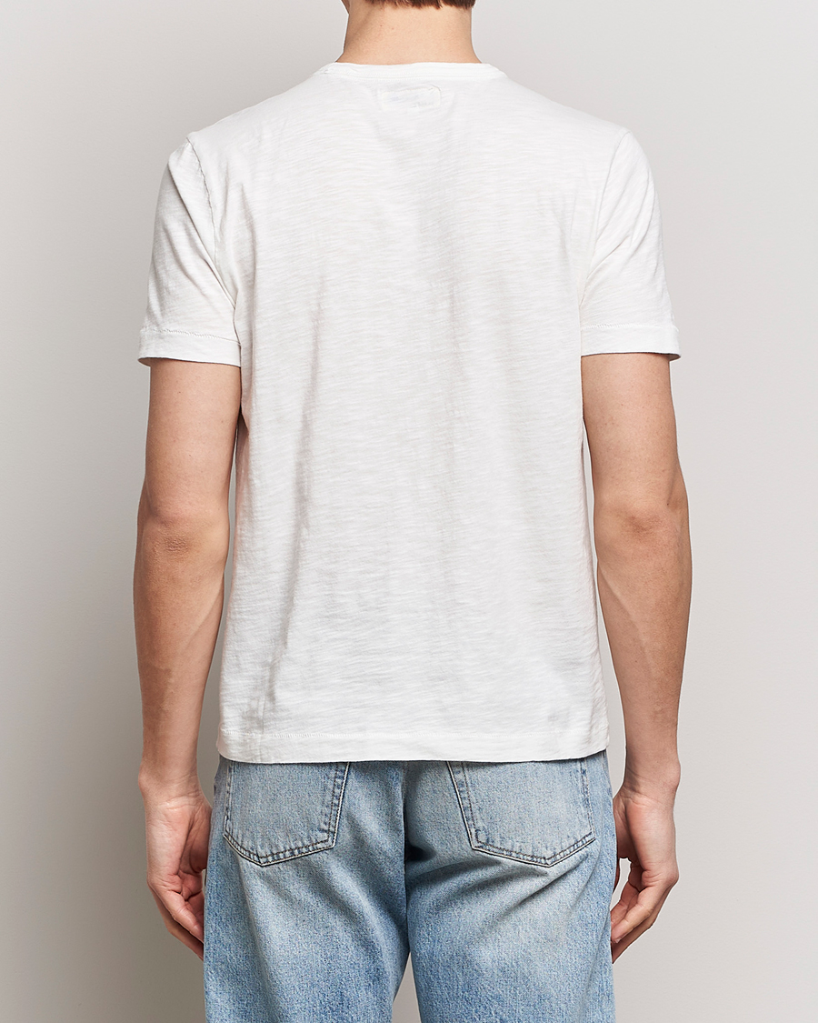 Herre | T-Shirts | Merz b. Schwanen | Organic Pima Cotton Slub Crew Neck T-Shirt White