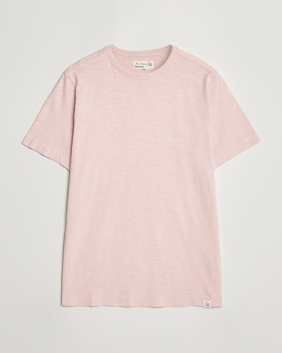 Herre | T-Shirts | Merz b. Schwanen | Organic Pima Cotton Slub Crew Neck T-Shirt Dusted Pink