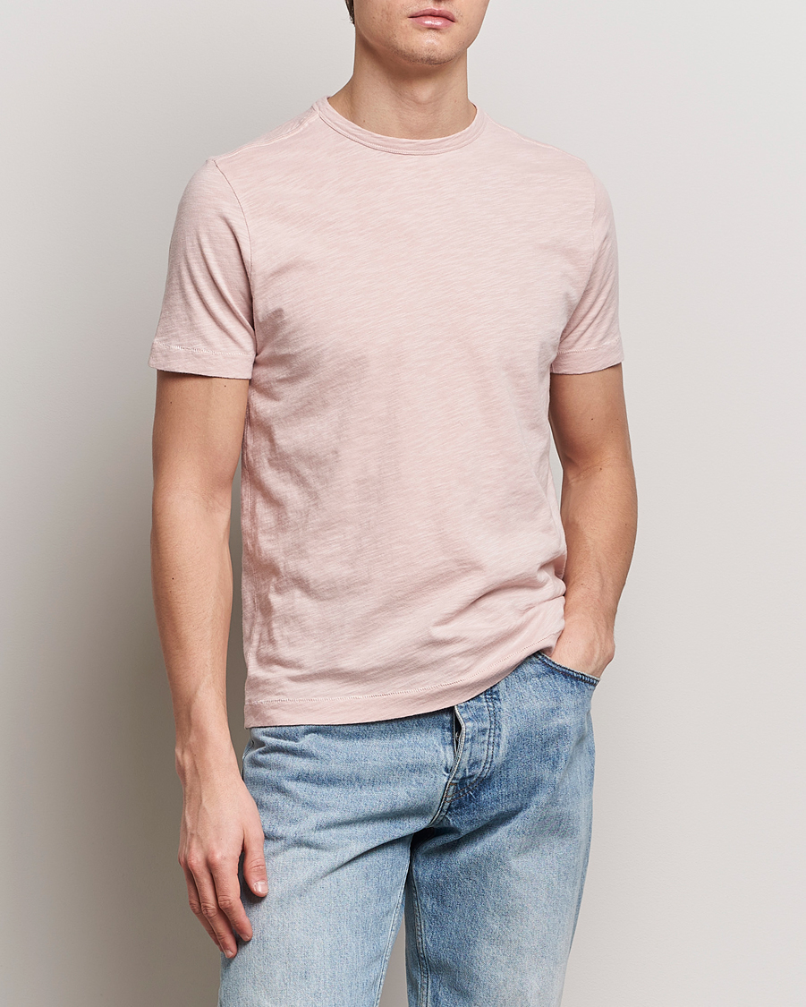 Herre | Kortermede t-shirts | Merz b. Schwanen | Organic Pima Cotton Slub Crew Neck T-Shirt Dusted Pink