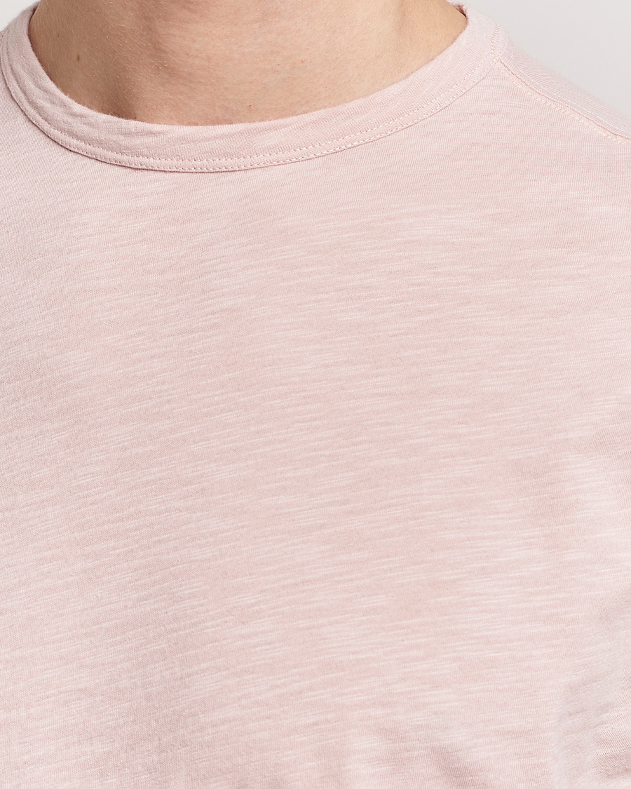 Herre | T-Shirts | Merz b. Schwanen | Organic Pima Cotton Slub Crew Neck T-Shirt Dusted Pink