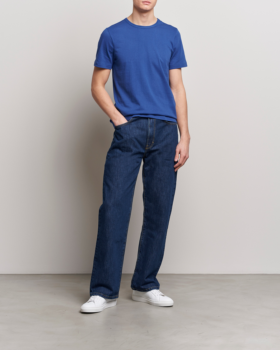 Herre | T-Shirts | Merz b. Schwanen | 1950s Classic Loopwheeled T-Shirt Vintage Blue