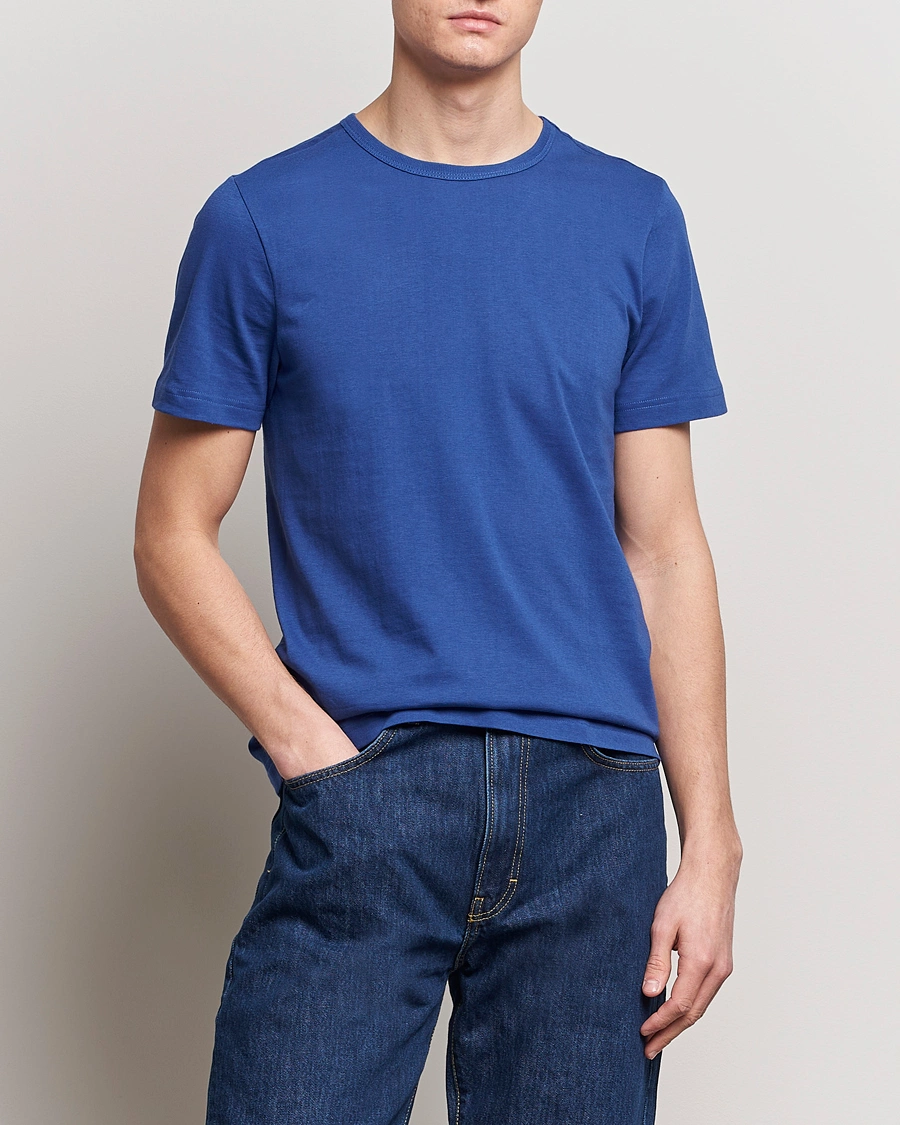 Herre | Klær | Merz b. Schwanen | 1950s Classic Loopwheeled T-Shirt Vintage Blue