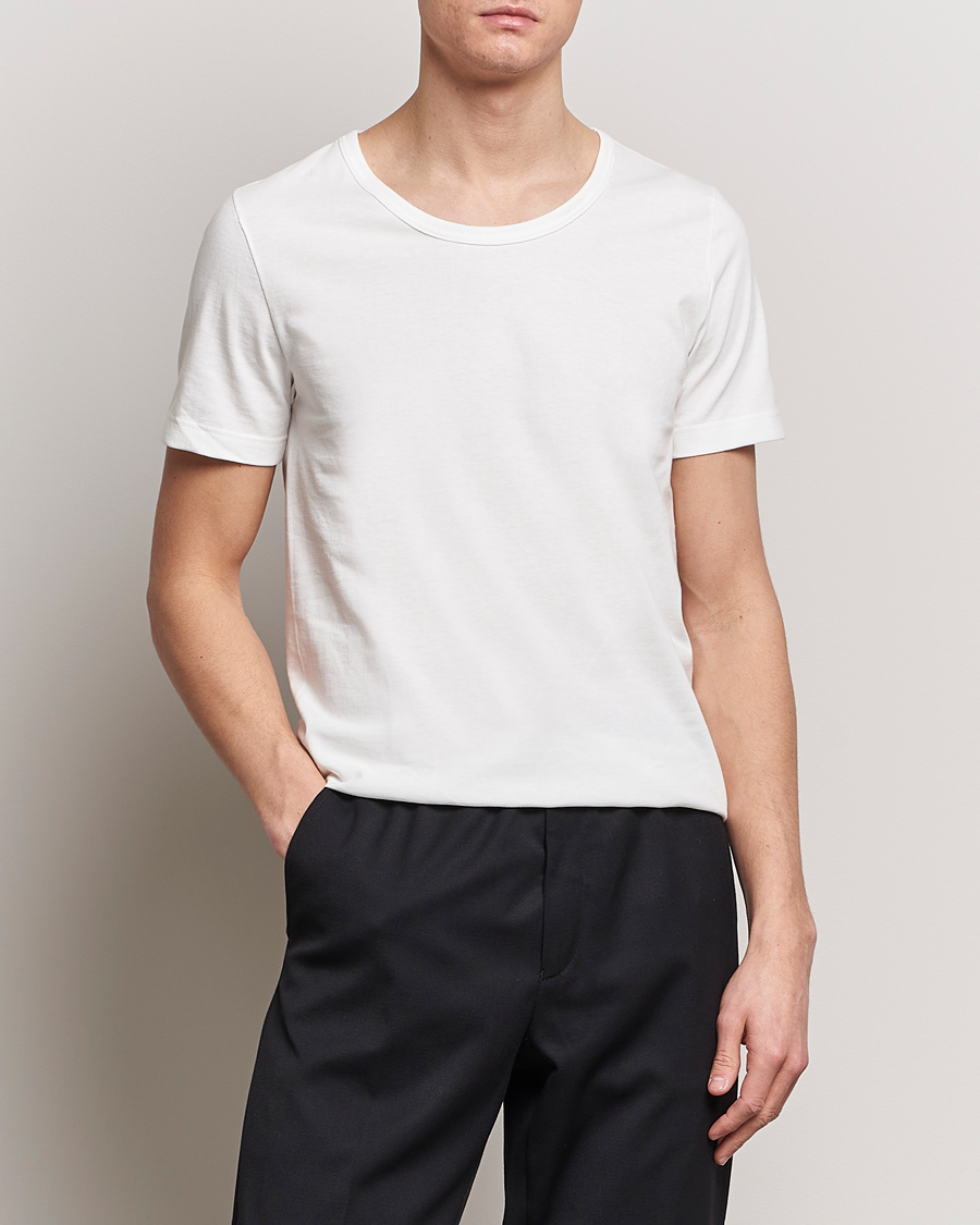 Herre | Hvite t-shirts | Merz b. Schwanen | 1970s Classic Loopwheeled V-Neck T-Shirt White