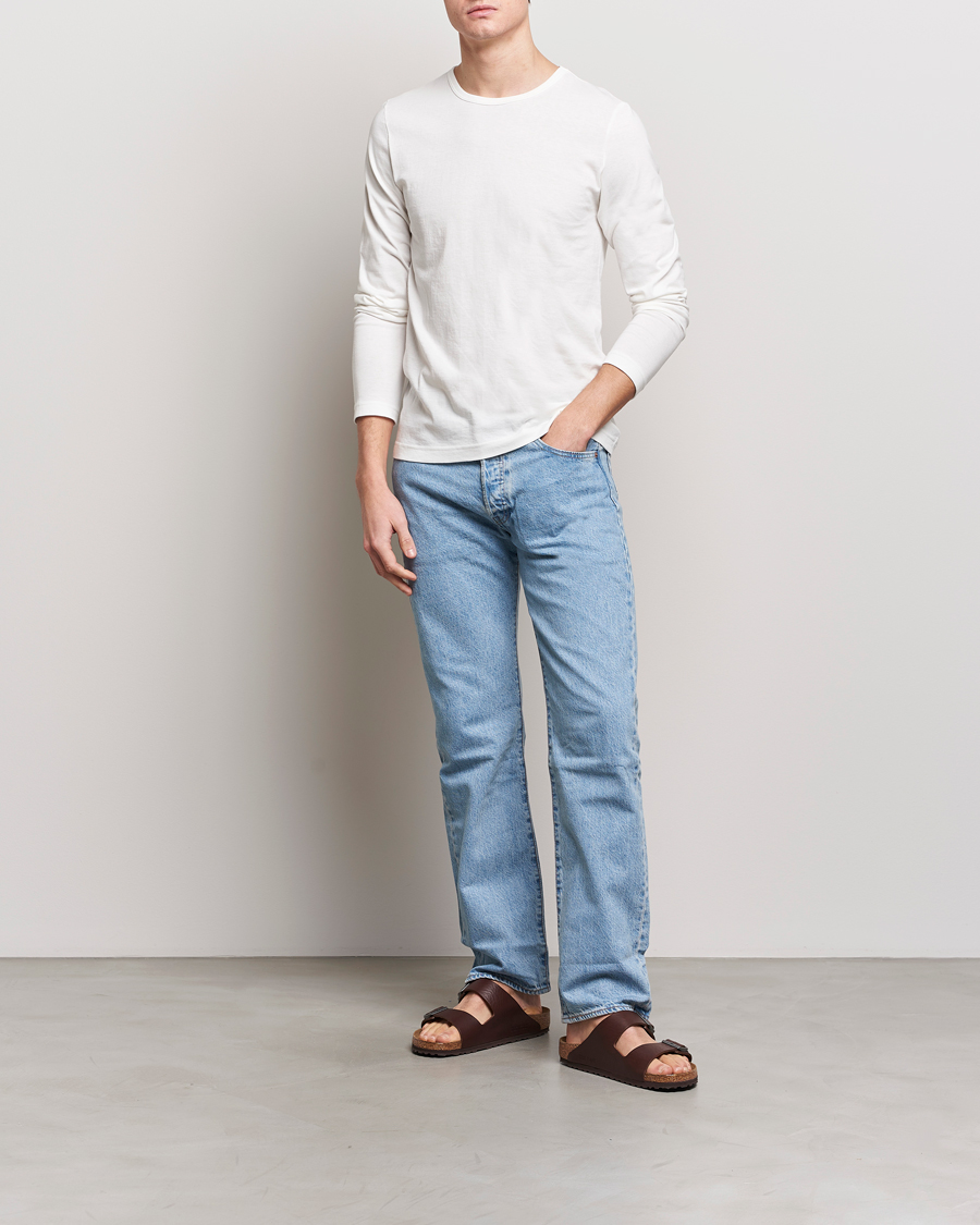 Herre | T-Shirts | Merz b. Schwanen | 1950s Classic Loopwheeled Longsleeve T-Shirt White