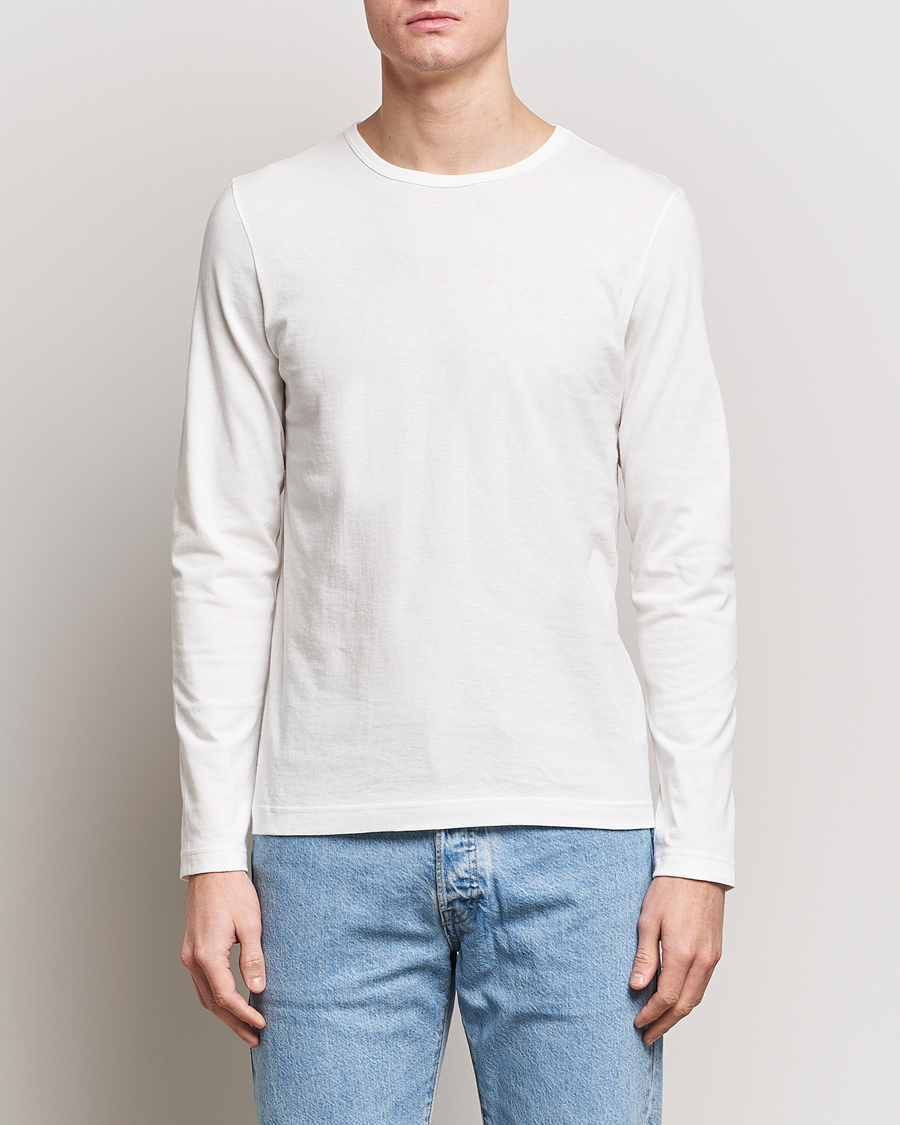 Herre | Klær | Merz b. Schwanen | 1950s Classic Loopwheeled Longsleeve T-Shirt White