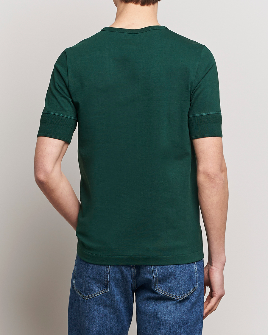 Herre | T-Shirts | Merz b. Schwanen | Short Sleeve Organic Cotton Henley Classic Green