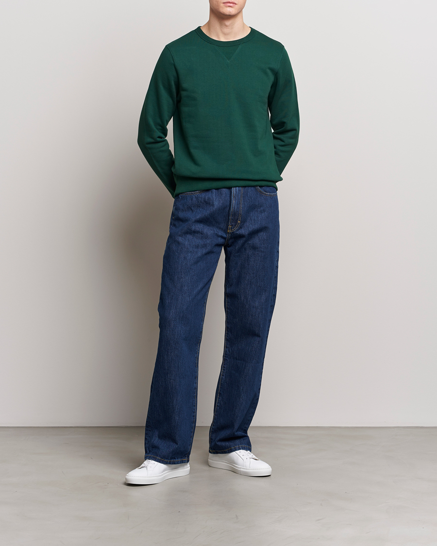 Herre | Gensere | Merz b. Schwanen | Organic Cotton Crew Neck Sweatshirt Classic Green