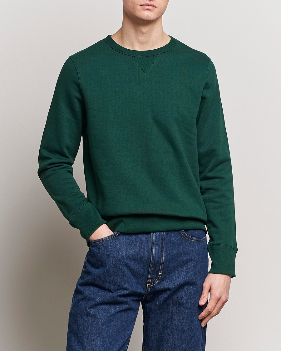 Herre | Avdelinger | Merz b. Schwanen | Organic Cotton Crew Neck Sweatshirt Classic Green