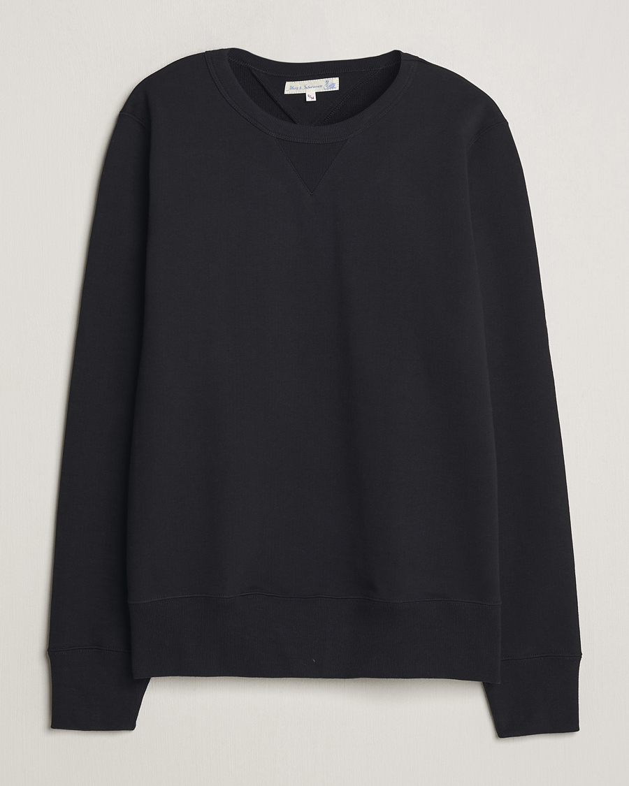 Herre | Gensere | Merz b. Schwanen | Organic Cotton Crew Neck Sweatshirt Black