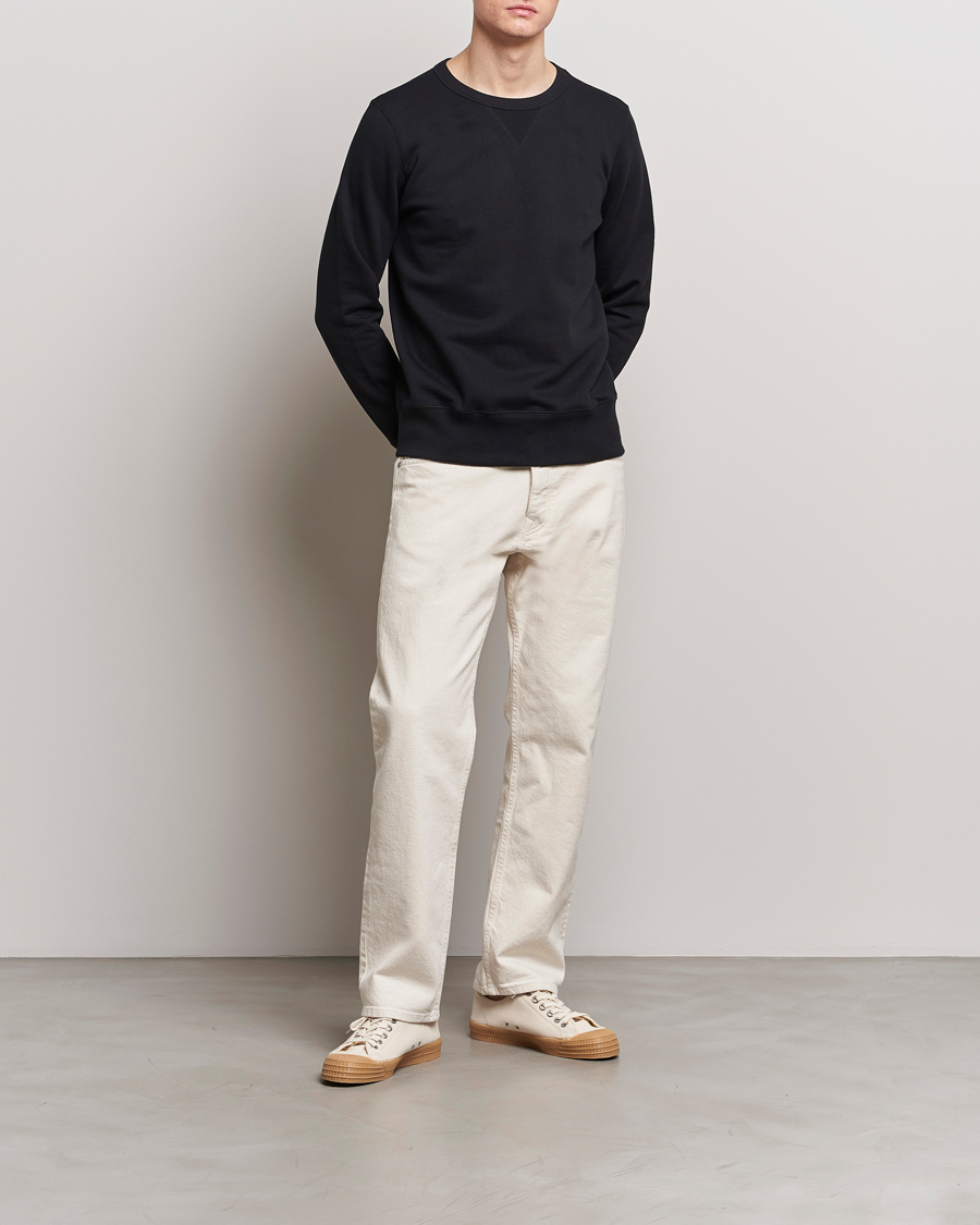 Herre | Gensere | Merz b. Schwanen | Organic Cotton Crew Neck Sweatshirt Black