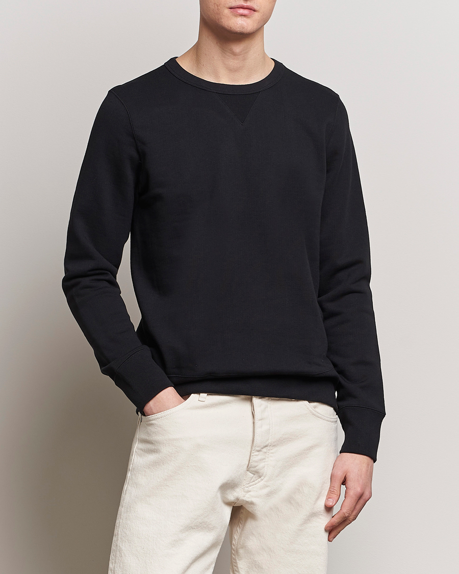 Herr | Merz b. Schwanen | Merz b. Schwanen | Organic Cotton Crew Neck Sweatshirt Black