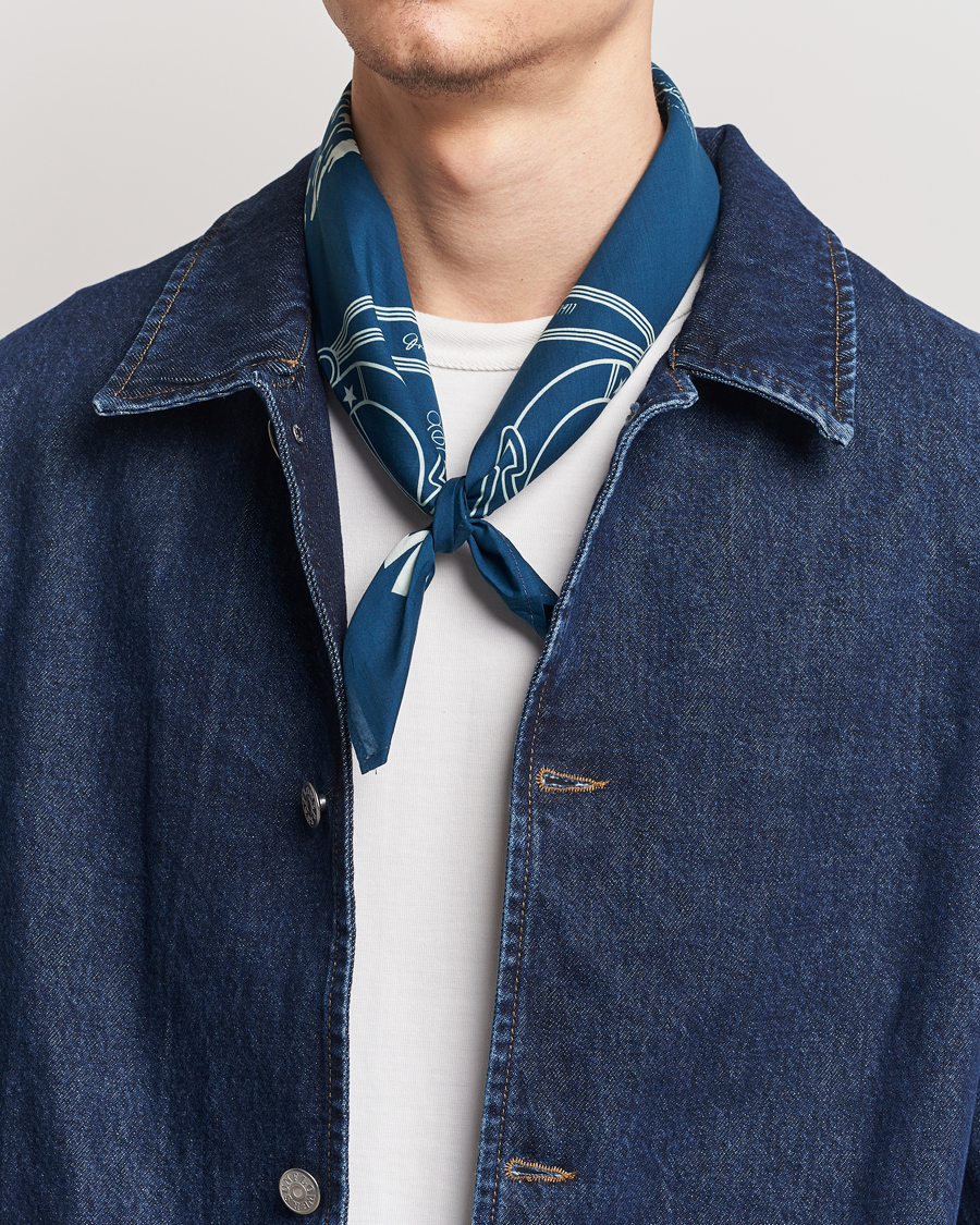 Men | Dress Scarves | Merz b. Schwanen | Cotton Bandana Ink Blue