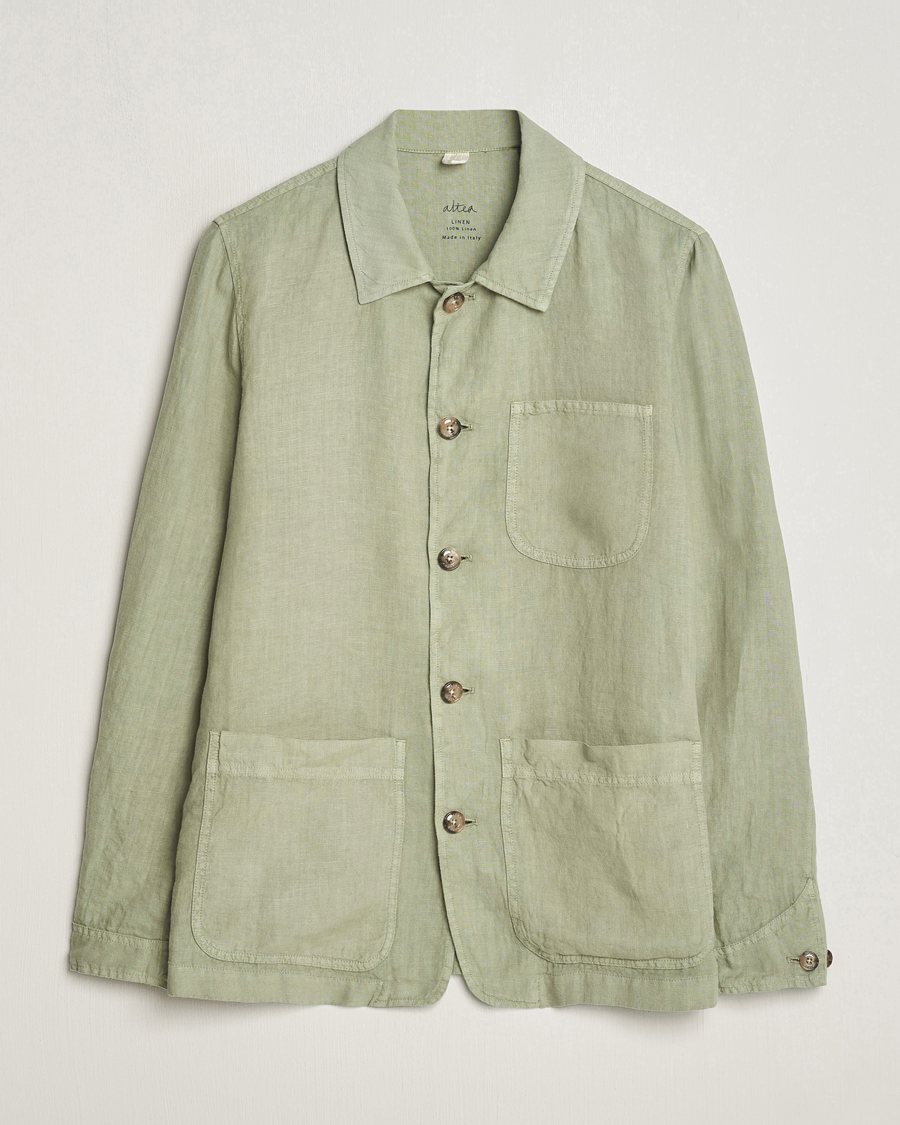 Herre | Skjorter | Altea | Linen Shirt Jacket Olive