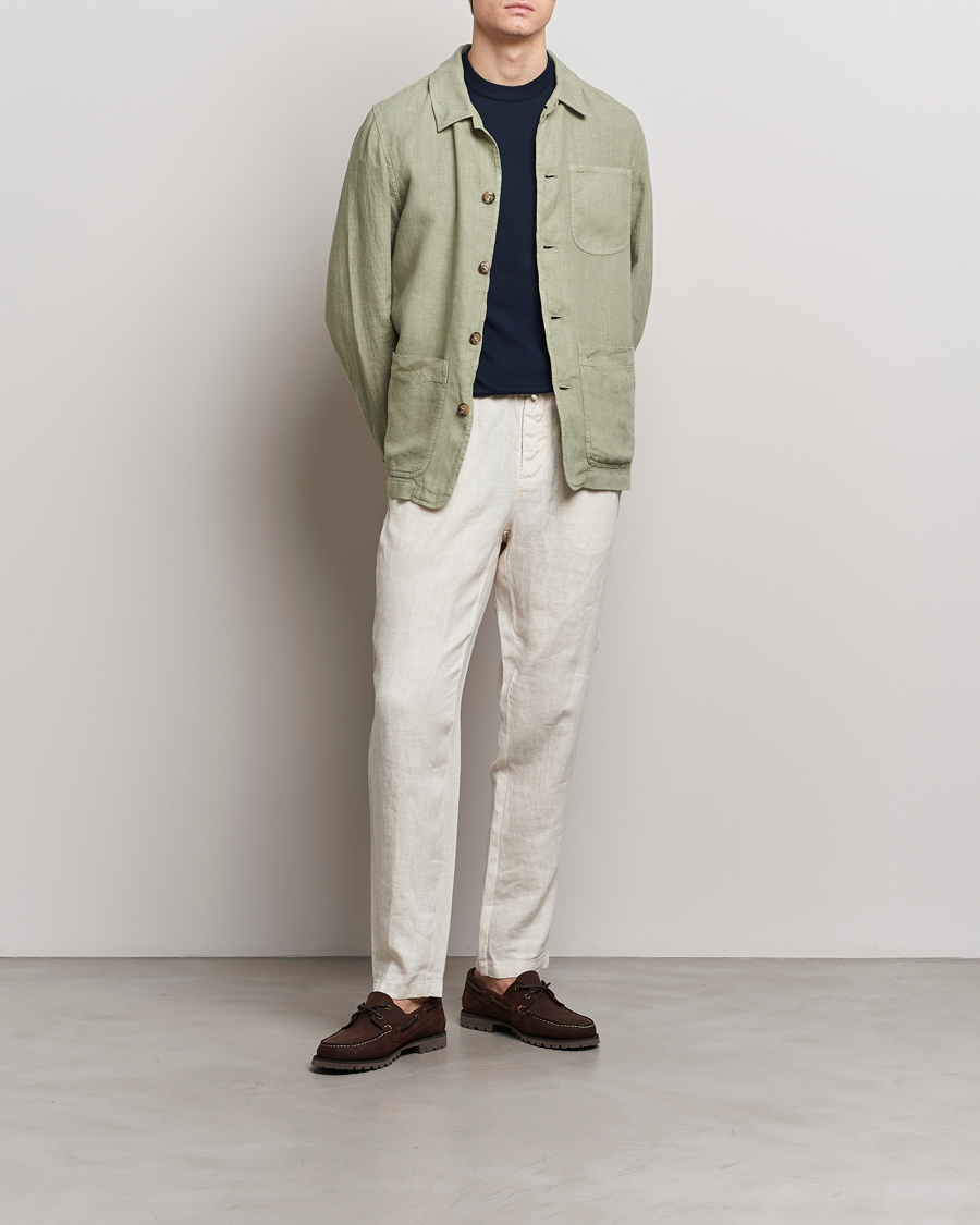 Herre | Skjorter | Altea | Linen Shirt Jacket Olive