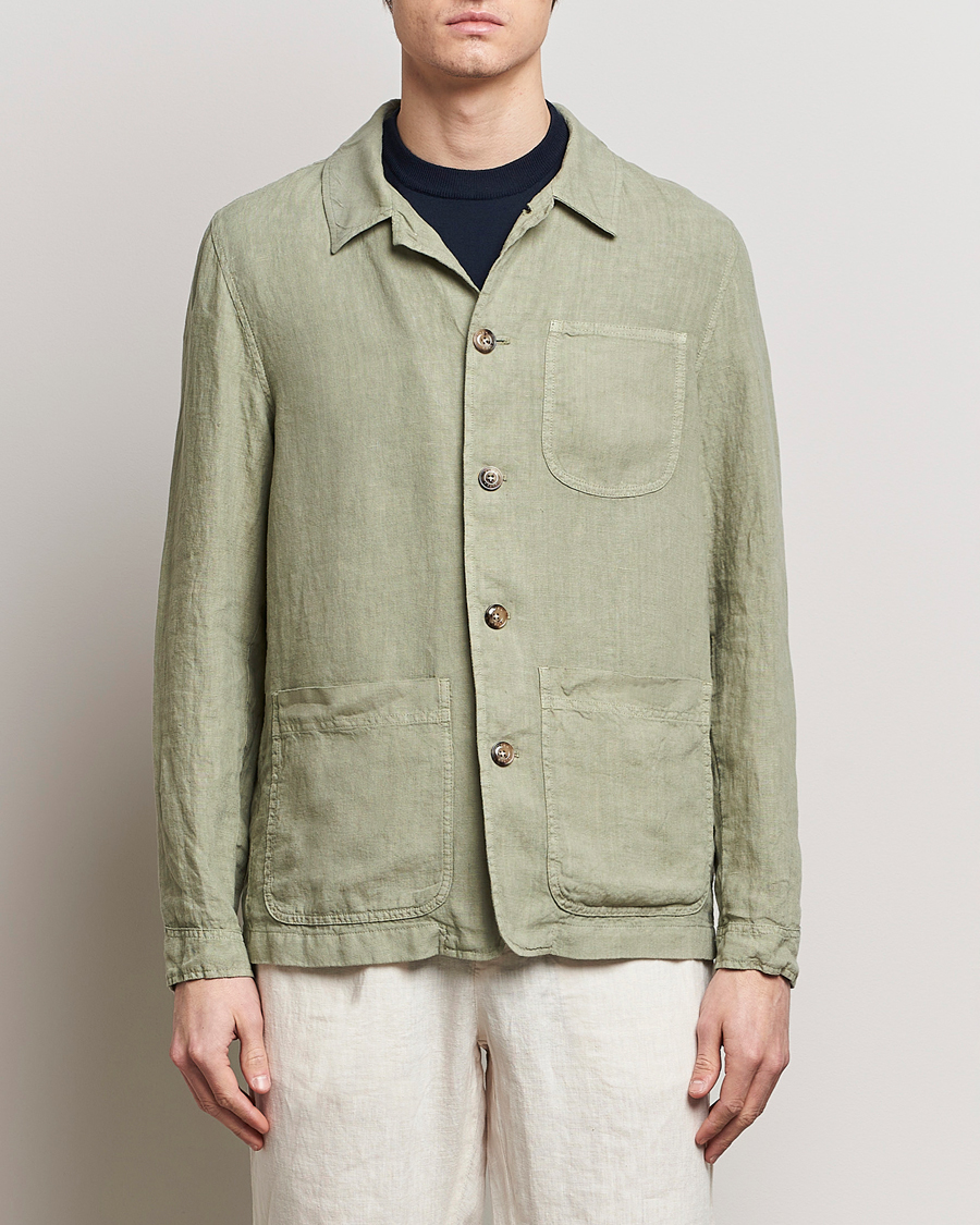 Herre | Altea | Altea | Linen Shirt Jacket Olive