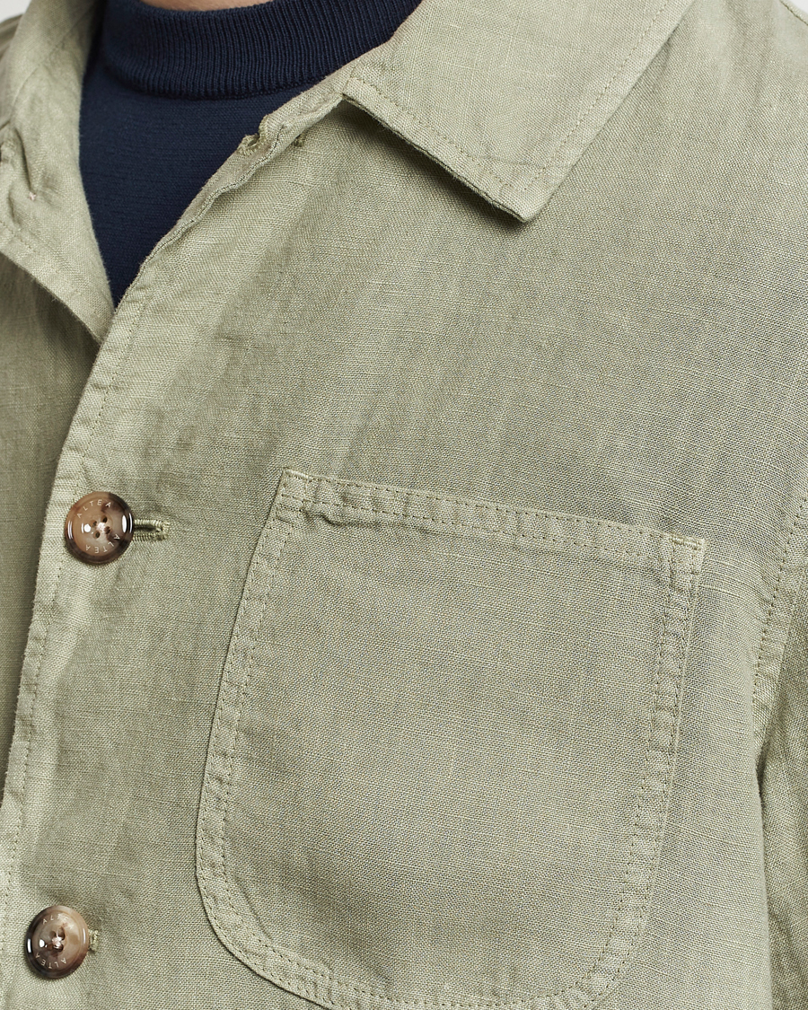 Herre | Skjorter | Altea | Linen Shirt Jacket Olive