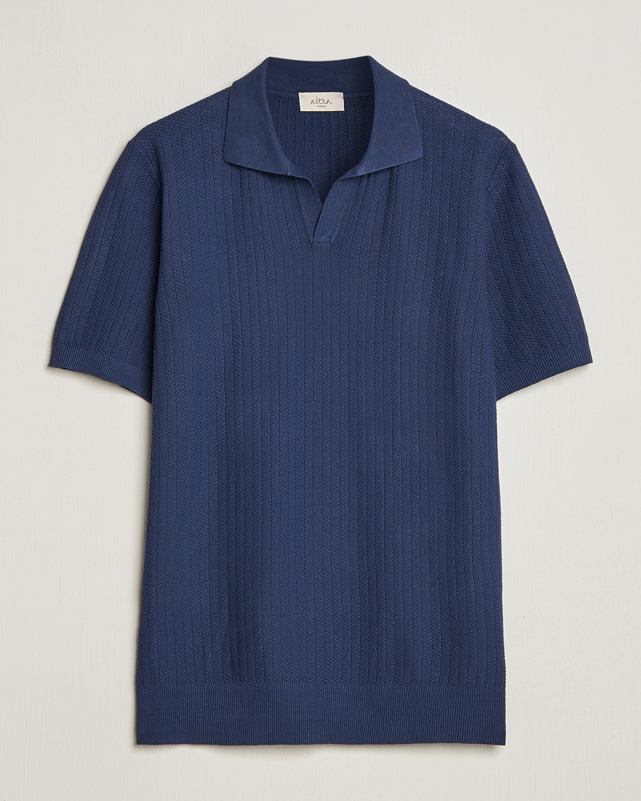Herre | Pikéer | Altea | Knitted Chevron Polo Navy