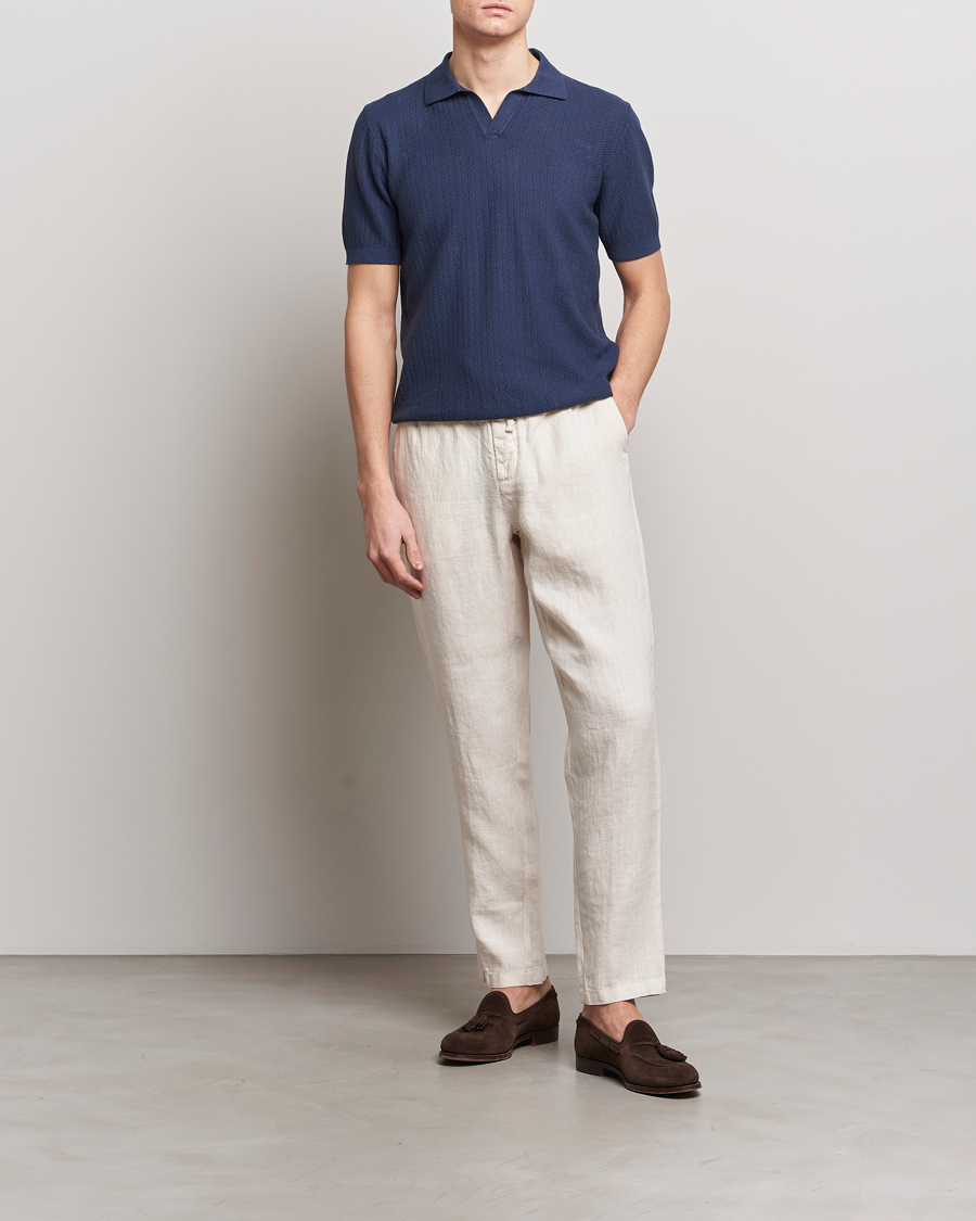 Herre | Pikéer | Altea | Knitted Chevron Polo Navy