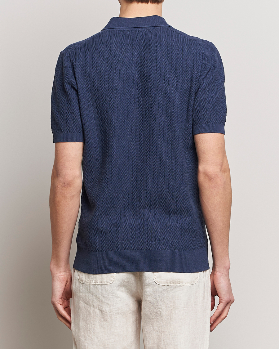 Herre | Pikéer | Altea | Knitted Chevron Polo Navy