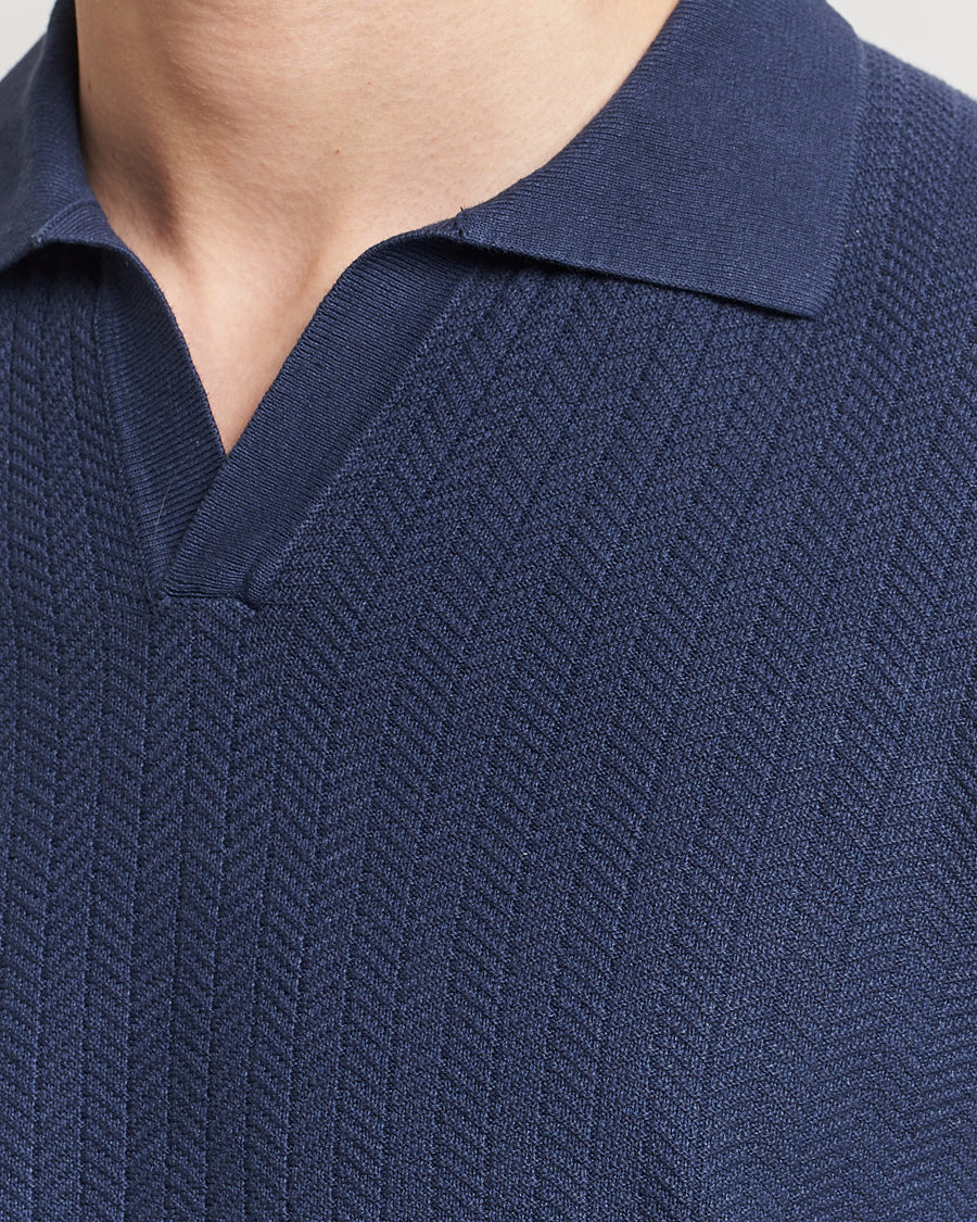 Herre | Pikéer | Altea | Knitted Chevron Polo Navy