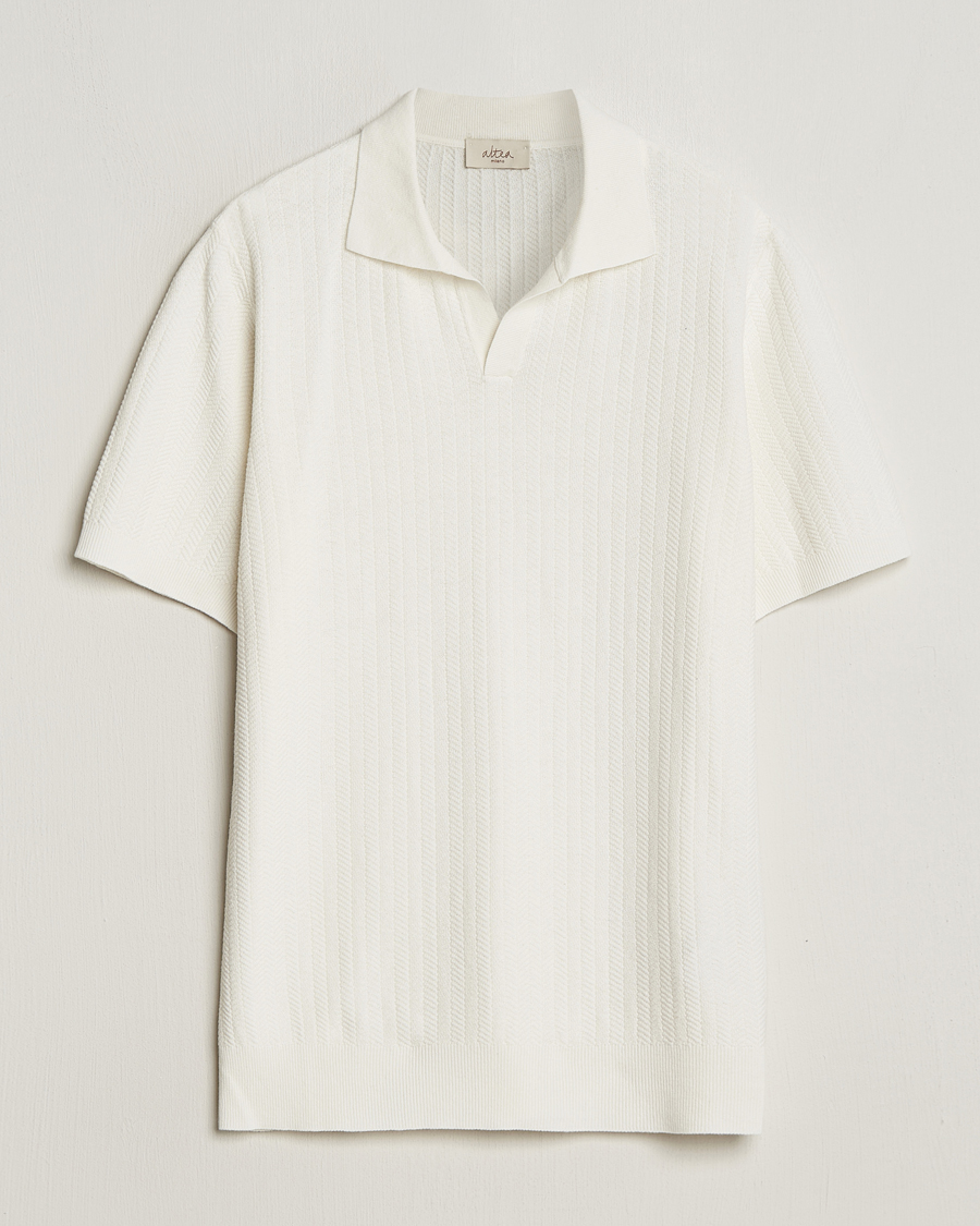 Herre | Pikéer | Altea | Knitted Chevron Polo Off White