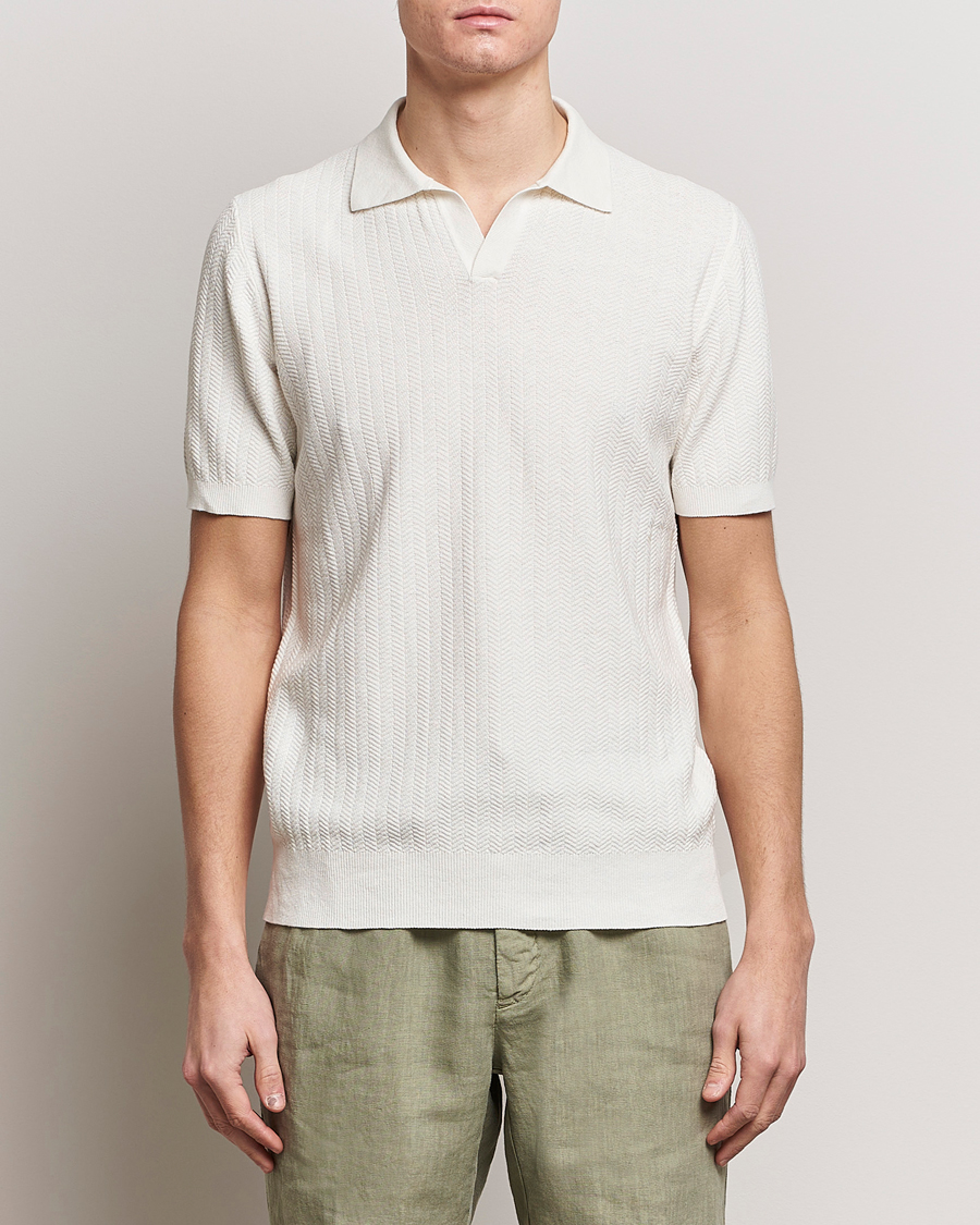 Herre | Pikéer | Altea | Knitted Chevron Polo Off White