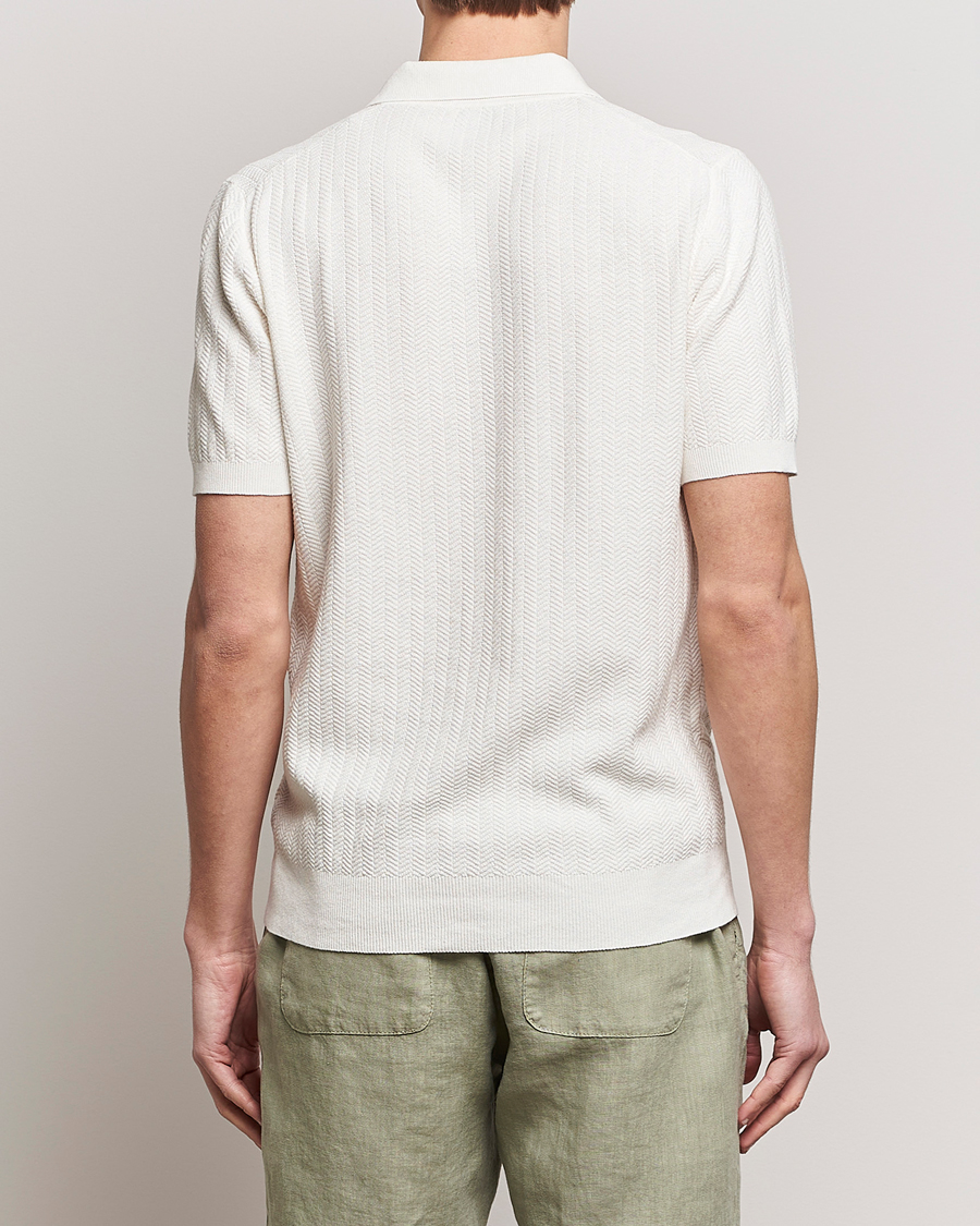 Herre | Pikéer | Altea | Knitted Chevron Polo Off White