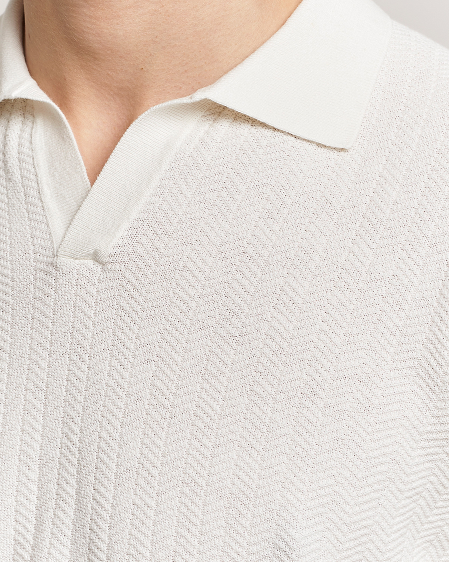 Herre | Pikéer | Altea | Knitted Chevron Polo Off White