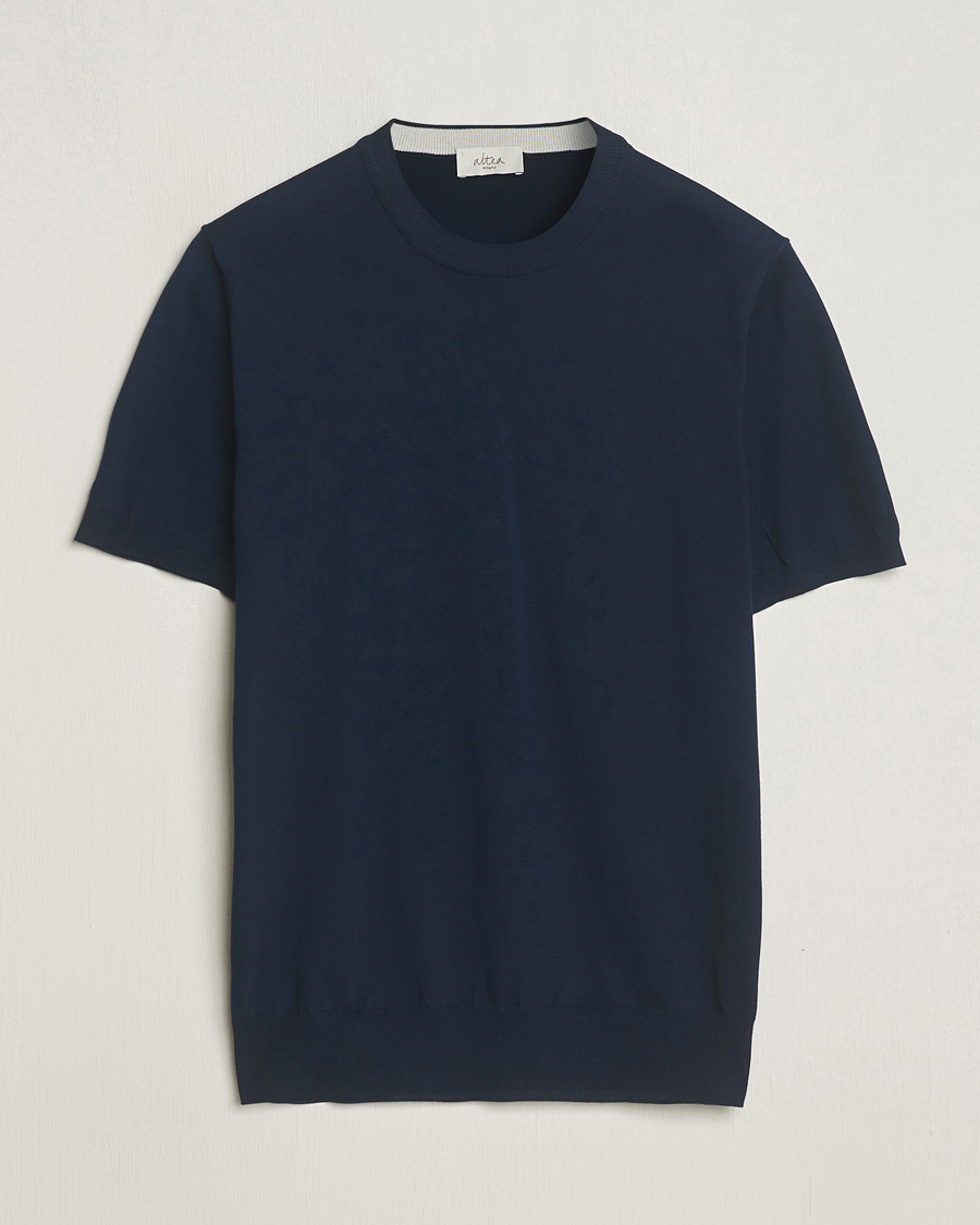 Herre | T-Shirts | Altea | Extrafine Cotton Knit T-Shirt Navy