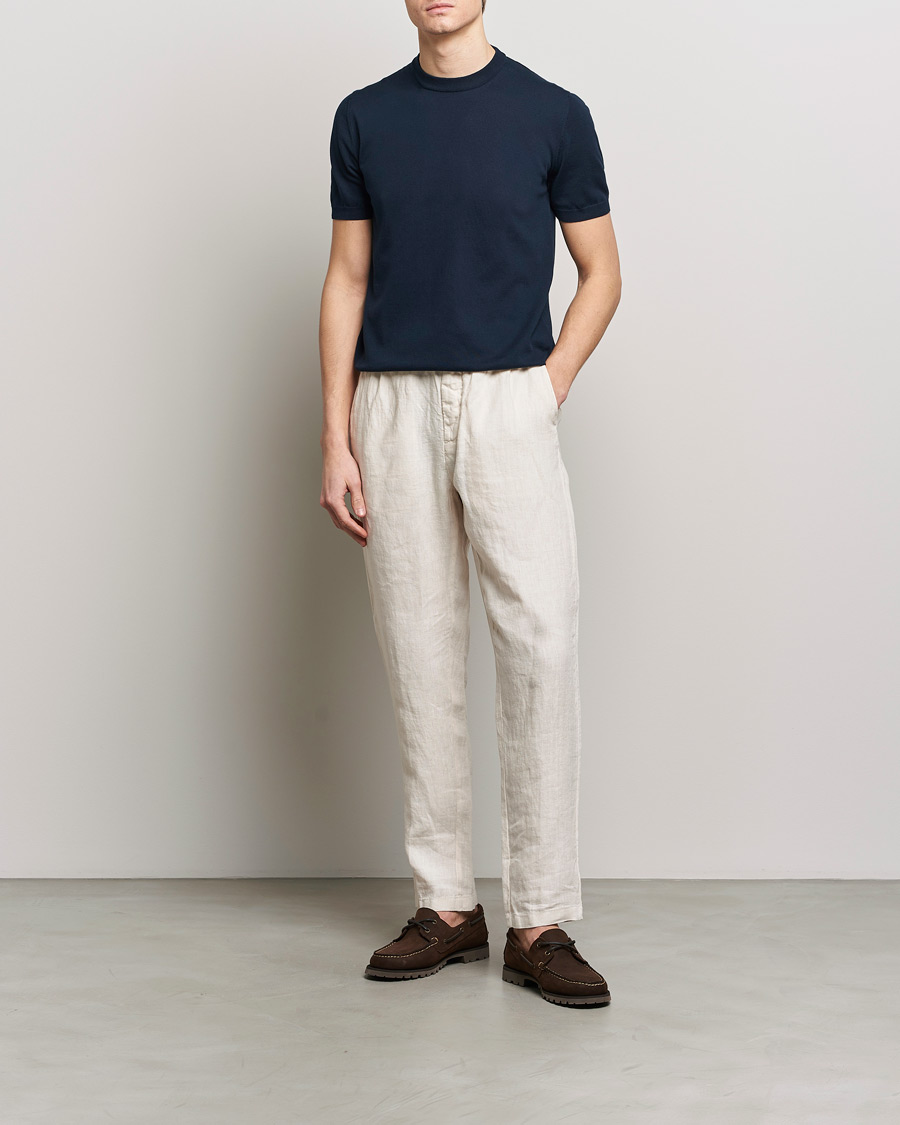 Herre | T-Shirts | Altea | Extrafine Cotton Knit T-Shirt Navy