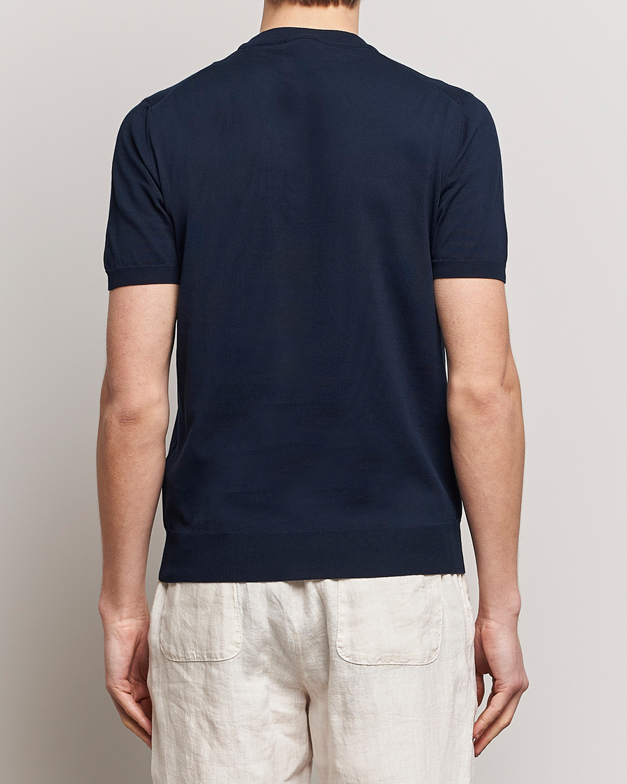 Herre | T-Shirts | Altea | Extrafine Cotton Knit T-Shirt Navy
