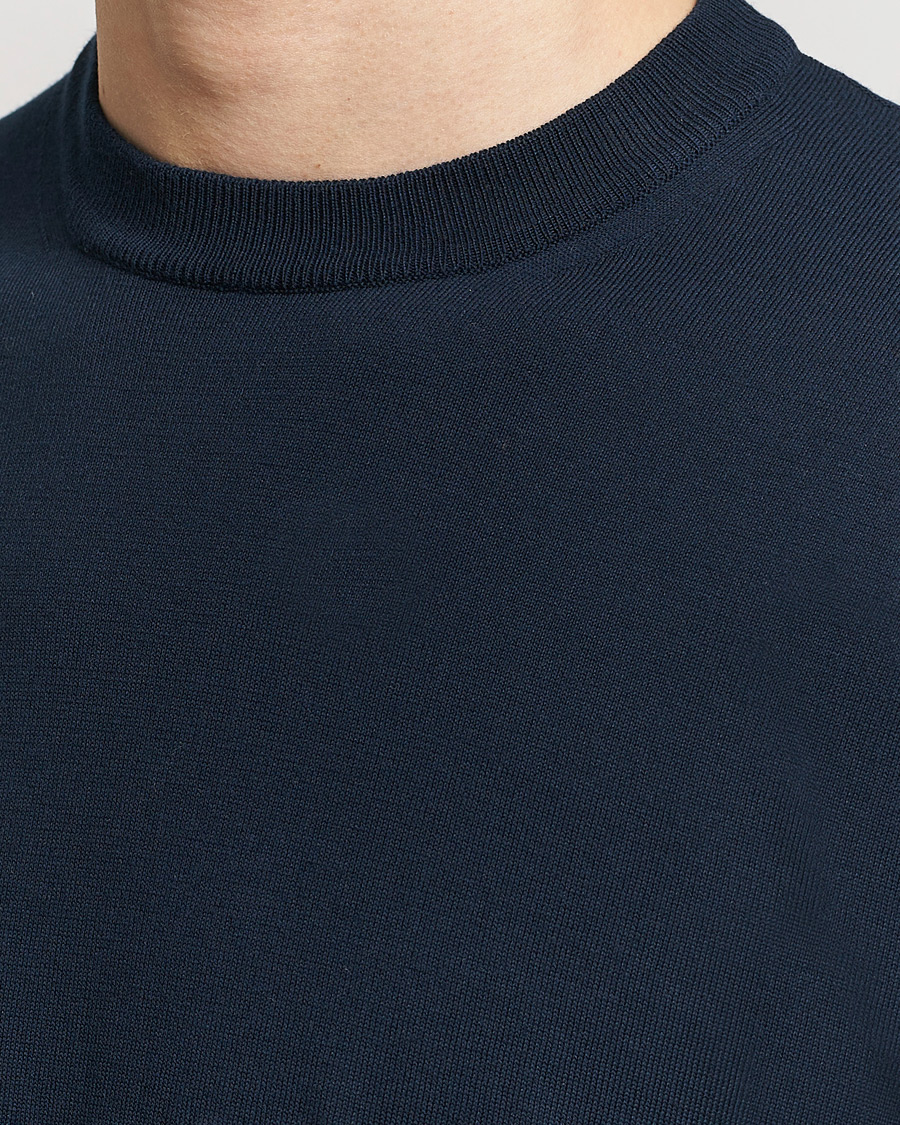Herre | T-Shirts | Altea | Extrafine Cotton Knit T-Shirt Navy