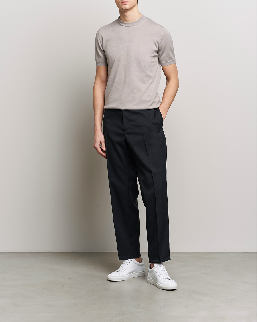Herre | T-Shirts | Altea | Extrafine Cotton Knit T-Shirt Taupe